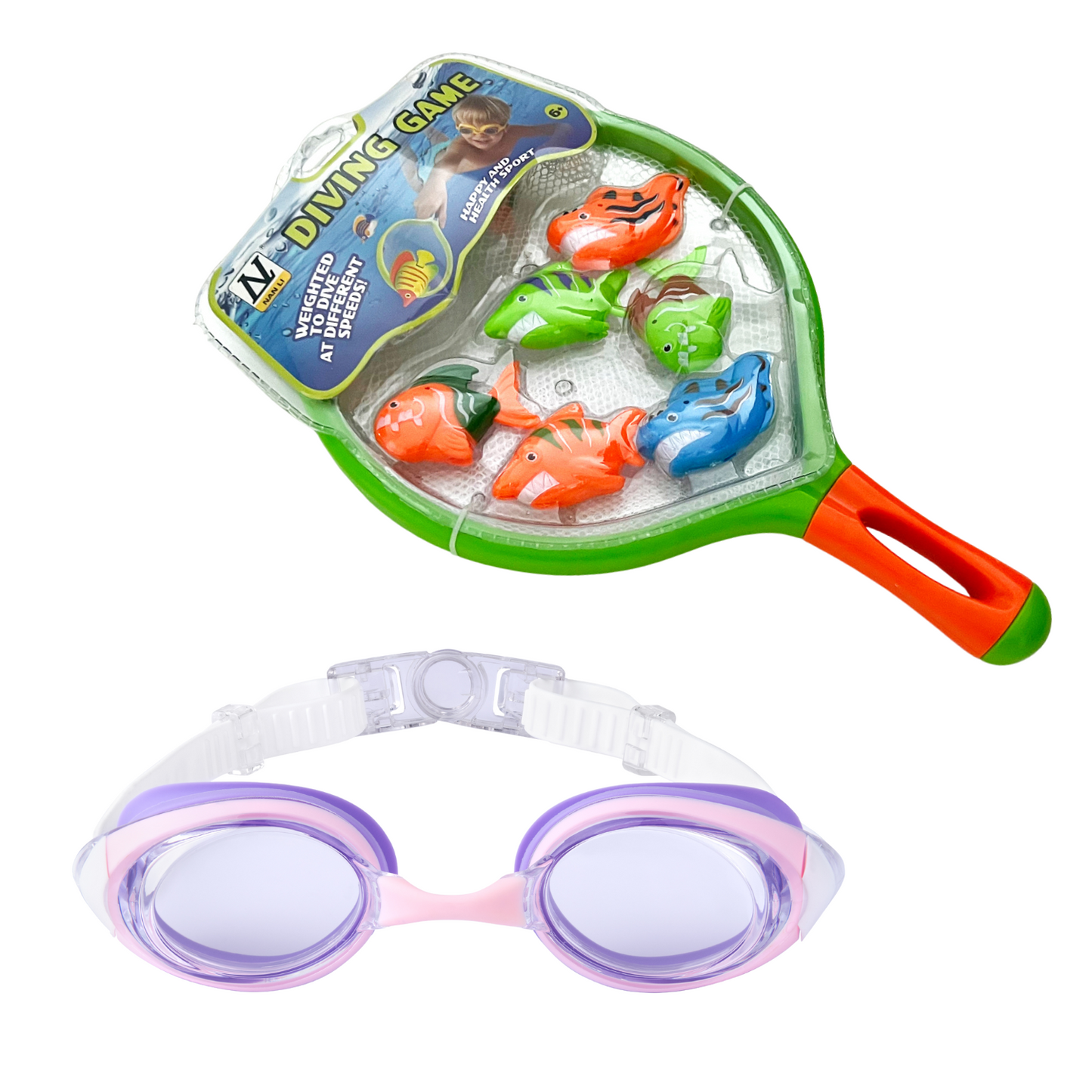 Pack 2: Anteojos de Natación Click + Juguete de Buceo