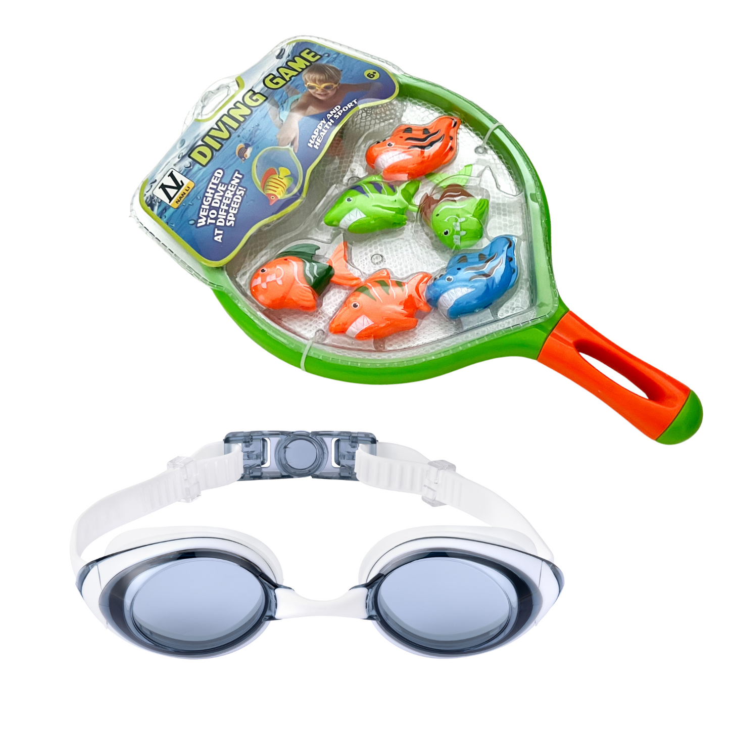 Pack 2: Anteojos de Natación Click + Juguete de Buceo